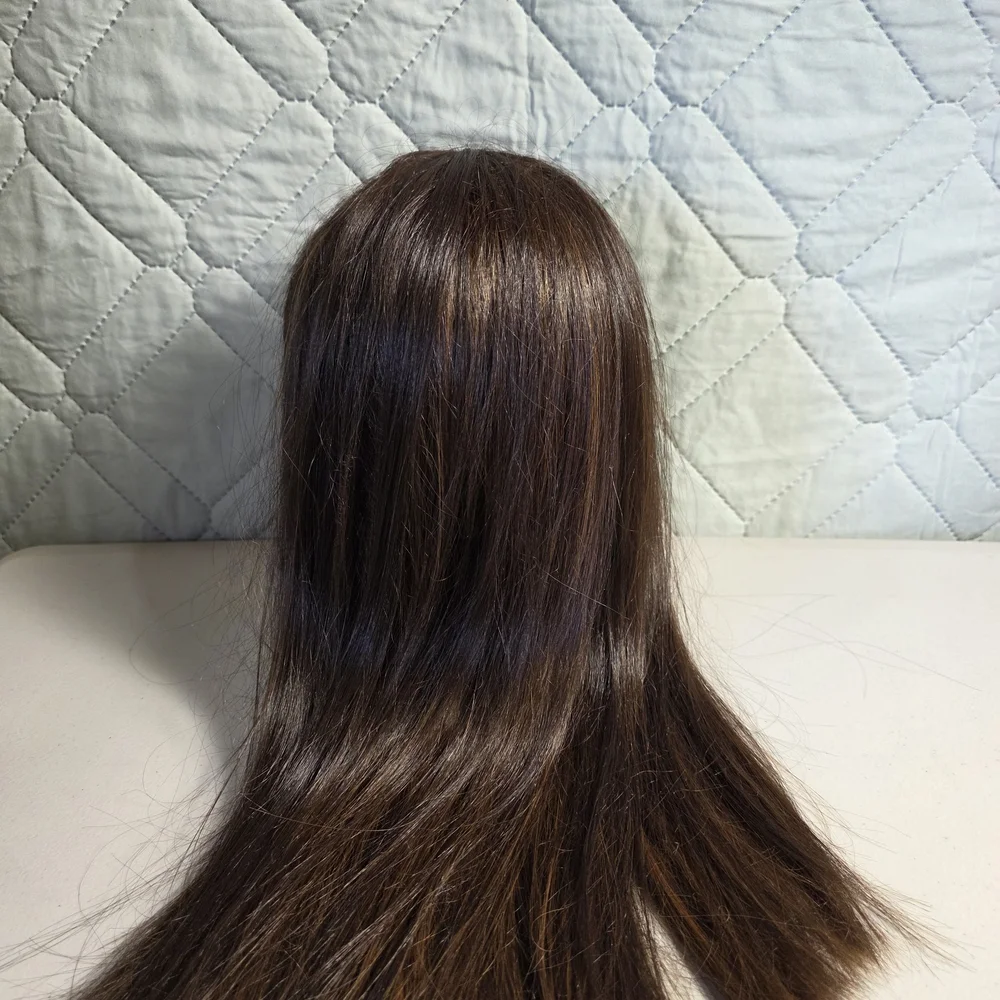 Natural Brown Women's Straight Wig with Bangs